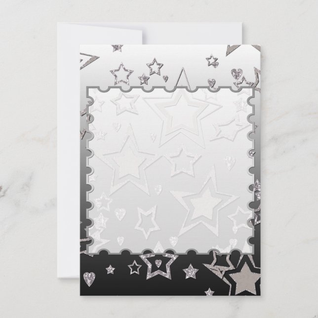 Julgradient glitter shine-konetti-stjärnor fu inbjudningar (Framsida)