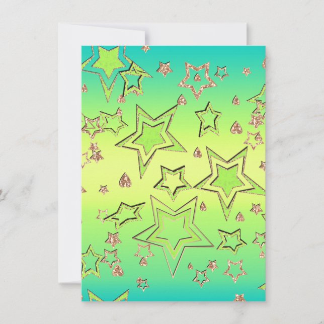 Julgradient glitter shine-konetti-stjärnor fu inbjudningar (Framsida)