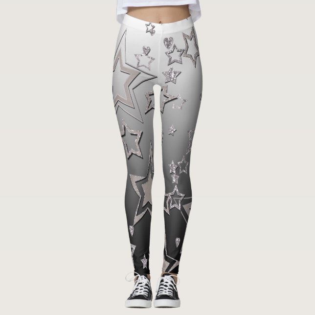 Julgradient glitter shine-konetti-stjärnor fu leggings (Framsida)