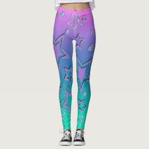 Julgradient glitter shine-konetti-stjärnor fu leggings