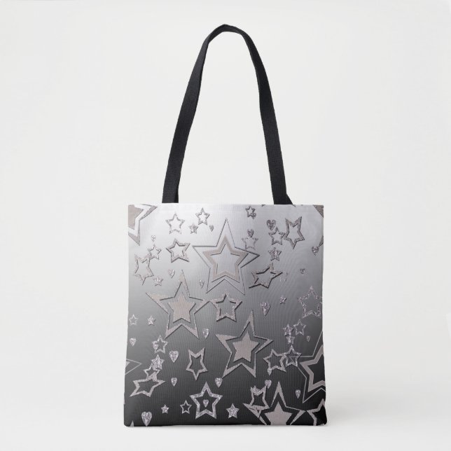 Julgradient glitter shine-konetti-stjärnor fu tygkasse (Framsida)
