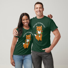 Julgrafik med Festive Fox Anpassningsbar-meddeland T Shirt