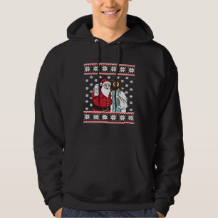 Julgrafik Santa Jesus Jingle Bros Vin Lov Hoodie