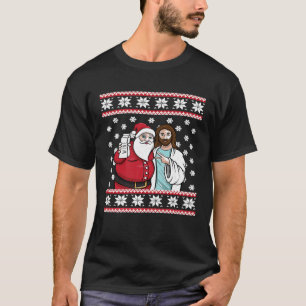 Julgrafik Santa Jesus Jingle Bros Vin Lov T Shirt