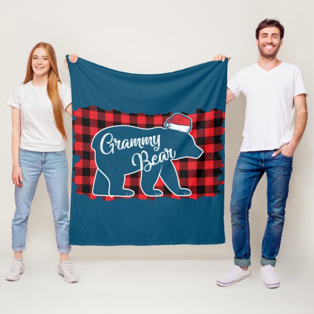 Julgrammy Bear jul Red Play Buffalo Fleecefilt (På plats)