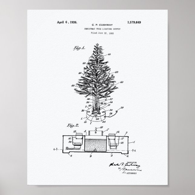 Julgran 1925 Patent Art White Papper Poster (Framsidan)