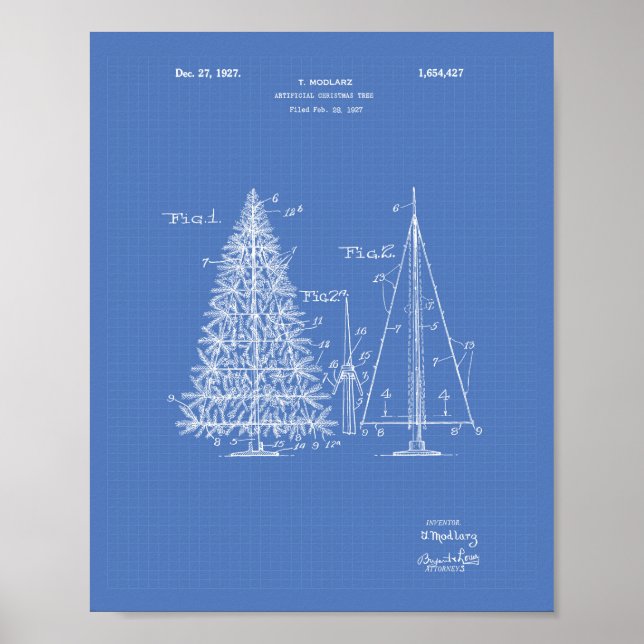 Julgran 1927 Patent Art Blueprint Poster (Framsidan)