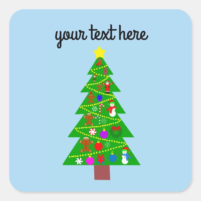 Julgran #1 fyrkantigt klistermärke (Framsida)