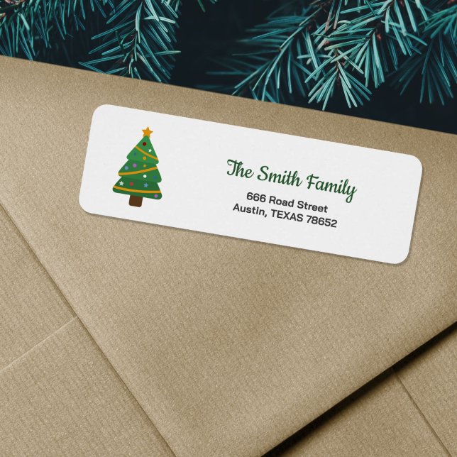 Julgran-adressetikett Returadress Etikett (Christmas Tree Return Address Label)