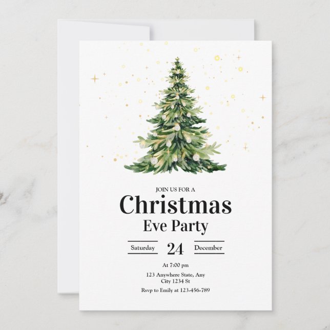 Julgran Aftonsfest Firande Modern Minimalistisk Inbjudningar (Framsida)