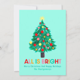 Julgran "All Is Bright" Anpassad färgglad Julkort