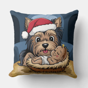 Julgran älskad av Yorkshire Terrier Kudde