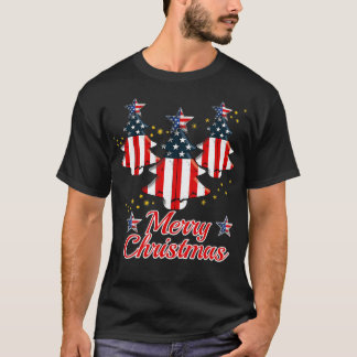 Julgran American Flagga Chistmas Season T Shirt