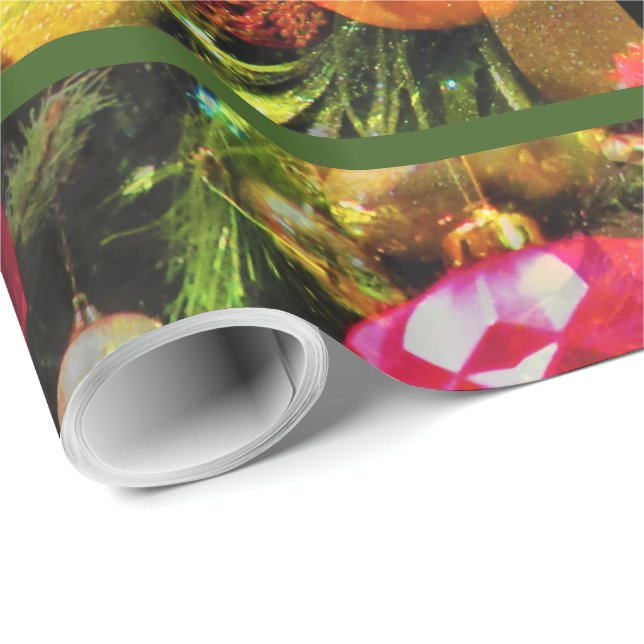 Julgran Art Grönt Gräns Charming billigt Presentpapper (Rullad Hörn)