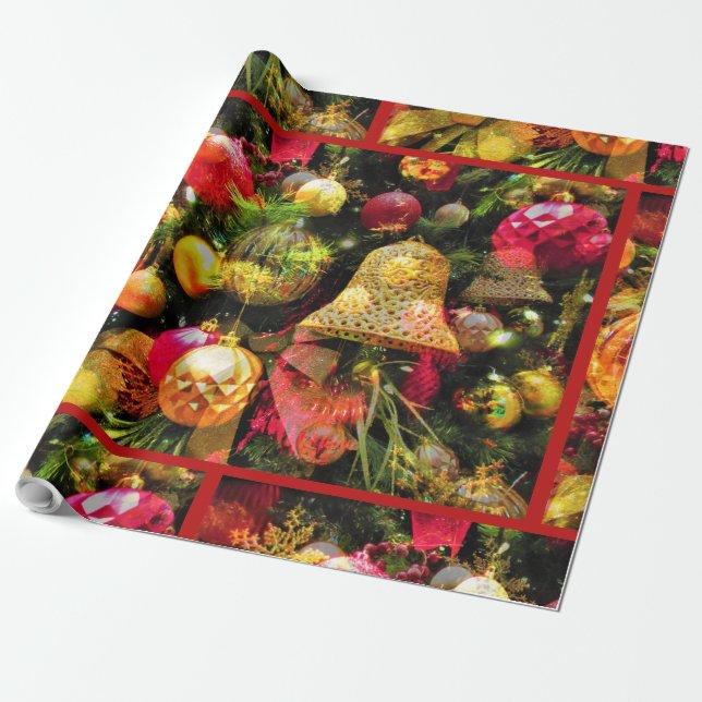 Julgran Art Red Gräns Charming billigt Presentpapper (Utrullad)