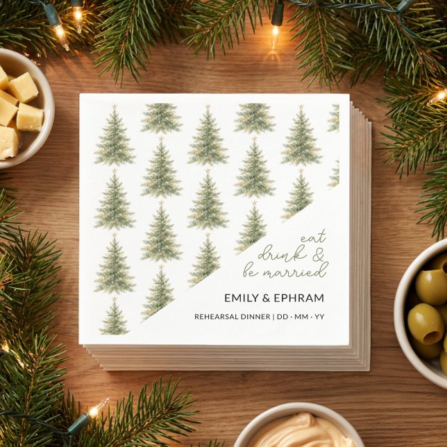 Julgran Ät Drick och Bli Gift Pappersservett (Eat Drink & Be Married Christmas Tree Pattern Napkins by Darling & May)