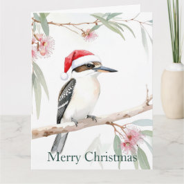 Julgran Australiensisk Kookaburra med julhatt God Kort
