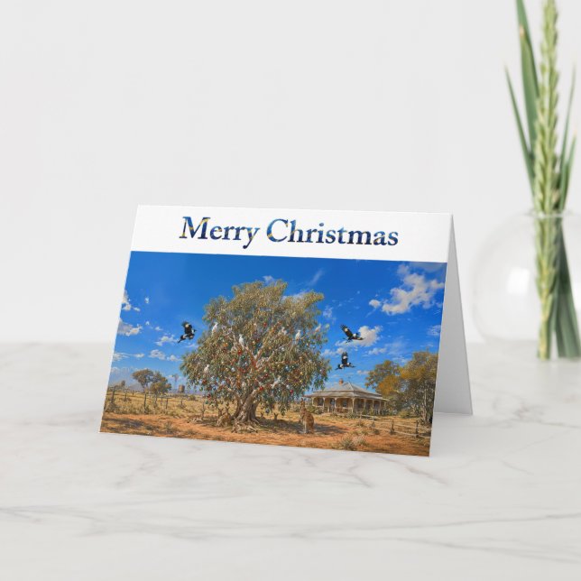Julgran Australienskt Julpynt Känguruer Kort (Framsida)