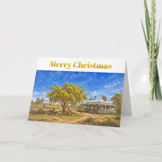 Julgran av Aussie Christmas Wattle med kulor Kort (Framsida)