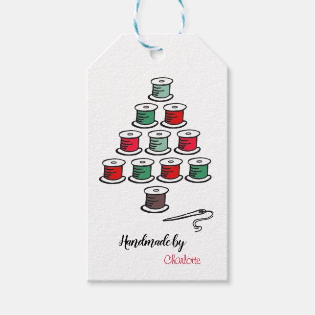 Julgran av trådrulle Handgjord av Presentetikett (Framsidan)