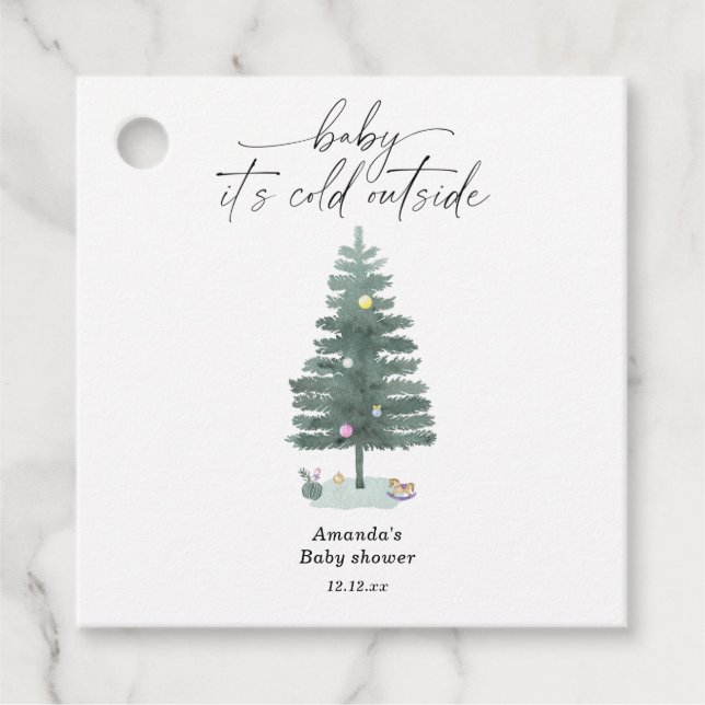 Julgran - baby är det kall utanför gåvor etiketter (Framsida)