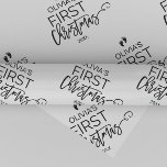 Julgran Baby: Första julen Presentpapper<br><div class="desc">Den här julgran baby,  första julklappen som slår papper är perfekt för en söt helgdag. Utformningen har fotavtryck från baby,  baby namn och ord "första julklapp" där året arrangeras som ett julgran.</div>