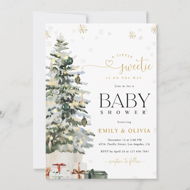 Julgran Baby Shower Inbjudan (Framsida)