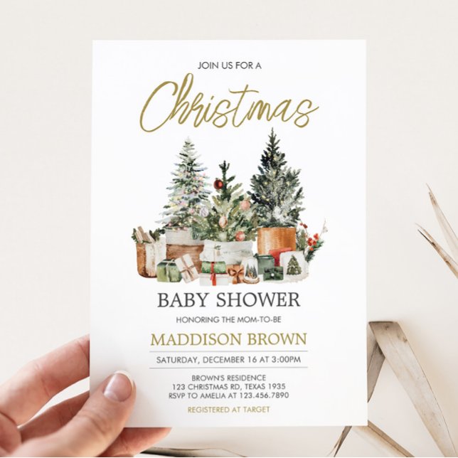 Julgran Baby Shower Inbjudningar (Rustic Christmas Baby Shower Invitation)