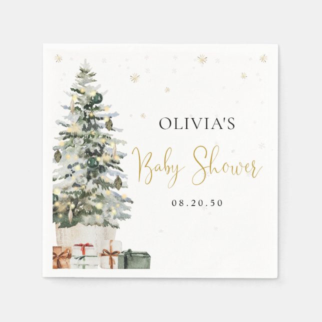 Julgran Baby Shower Pappersservetter  (Framsidan)