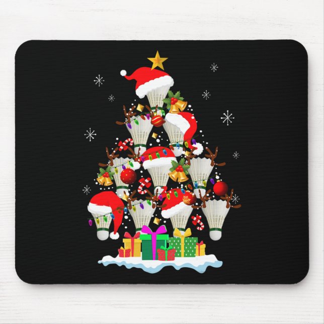 Julgran Badminton Boll Santa Hat Funny Julafton Musmatta (Framsidan)