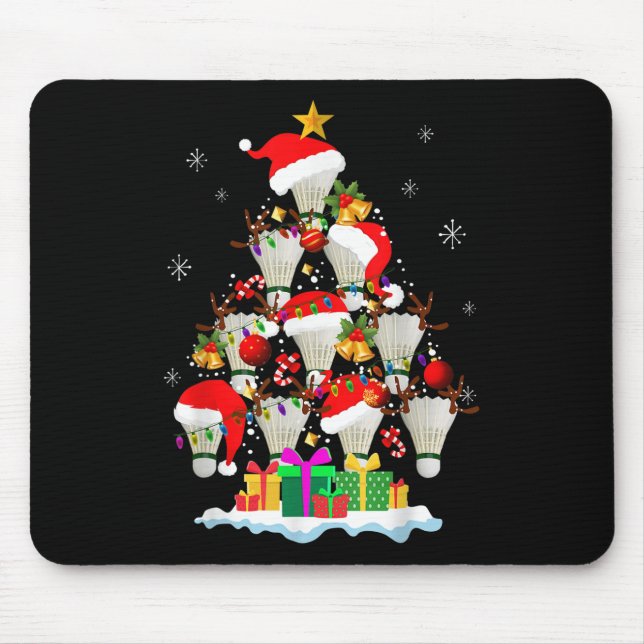 Julgran Badminton Boll Santa Hat Funny Julafton Musmatta (Framsidan)