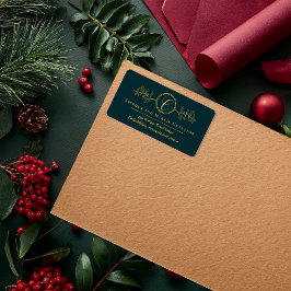 Julgran | Bär Falskt Guld Monogram Returadress Adressetikett