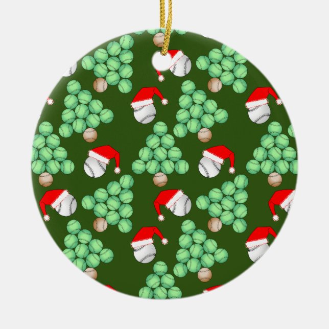 Julgran Baseball Santa Hats Julgransprydnad Keramik (Framsidan)
