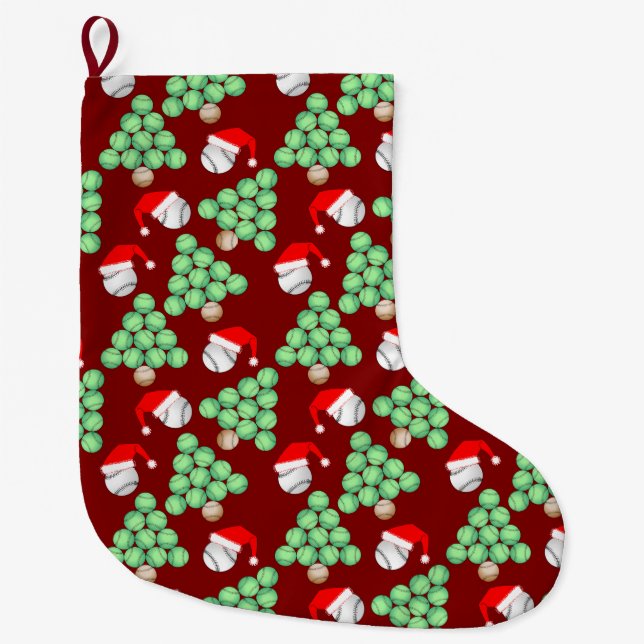 Julgran Baseball Santa Hats Stor Julstrumpa (Framsidan)