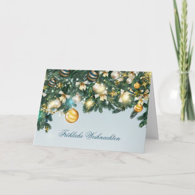 Julgran, baubles German Helgdag Card Helgkort (Framsida)