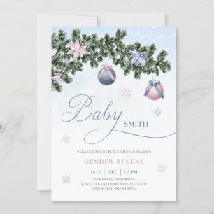 Julgran Baubles Winter Gender Reveal Inbjudningar