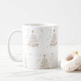 Julgran Beige Seamless Mönster Kaffemugg