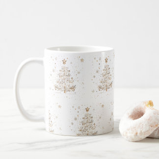 Julgran Beige Seamless Mönster Kaffemugg