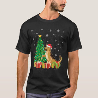 Julgran Belysning Tomte Hatt Tysk Shepherd Hund C T Shirt