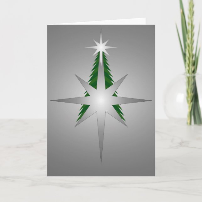 Julgran Betlehem Star (Silver) Helgkort (Framsida)