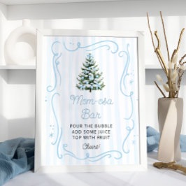 Julgran Blå Baby Shower Mom-osa Bar Poster
