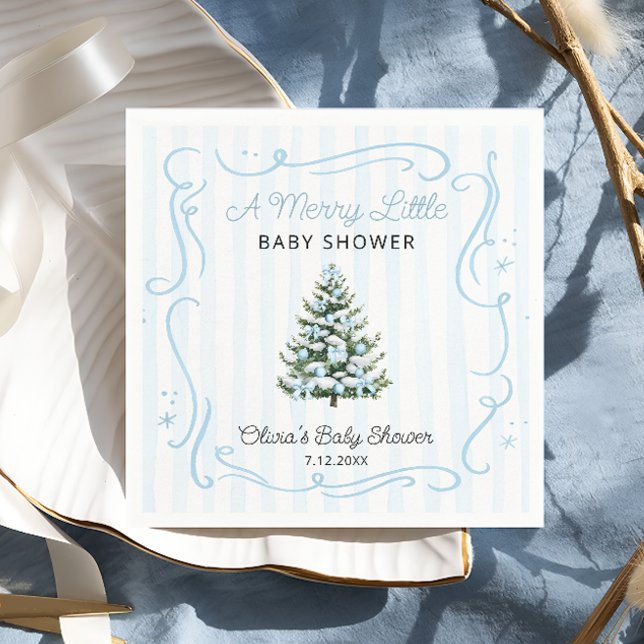 Julgran Blå Vinter Baby Shower Pappersservett (Skapare uppladdad)