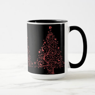 Julgran Black Metallic Red Elegant Mugg