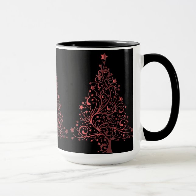 Julgran Black Metallic Red Elegant Mugg (Höger)