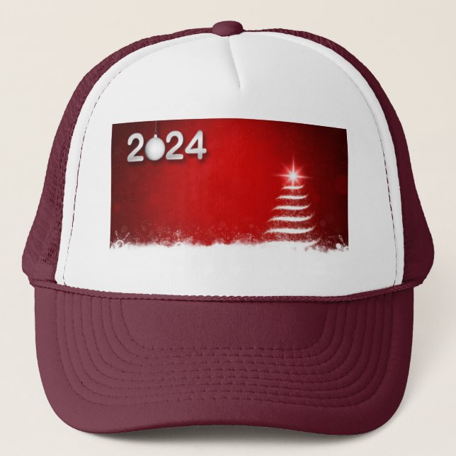 Julgran Blinkande röda Färg-bakgrundshöljet Keps (Framsida)