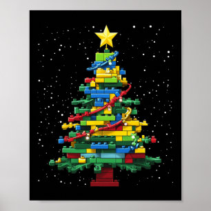 Julgran Block Brick Byggnad Julafton Master Bu Poster