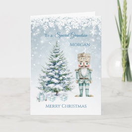Julgran Blue Nutcracker Snöflingor Card Kort