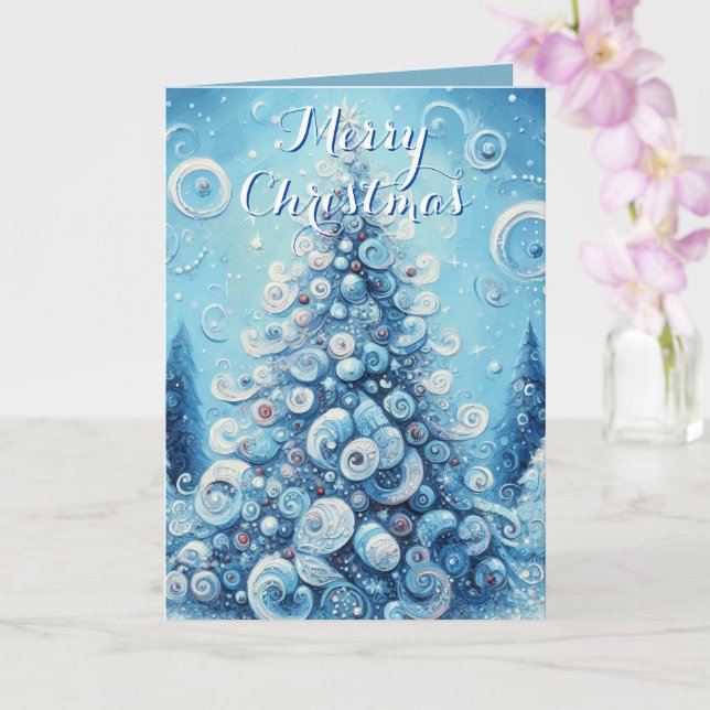 Julgran Blue Personlig jul Kort (Orkide)