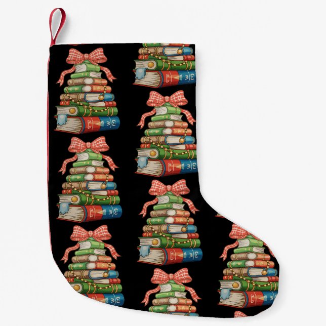 Julgran Böcker Bok Läsning Bibliotekarie Lärare Liten Julstrumpa (Framsidan)