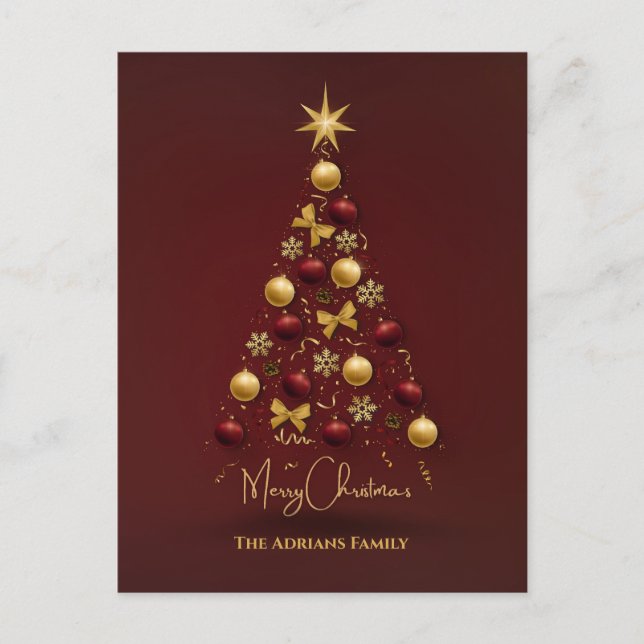 Julgran bollar gnistra ljus helg vykort (Framsida)